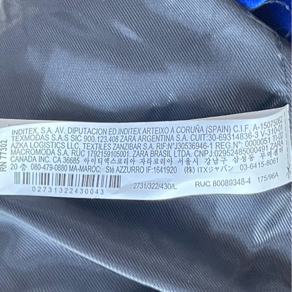 Zara Blue Velvet Jacket Blazer, Size L - Picture 12 of 13